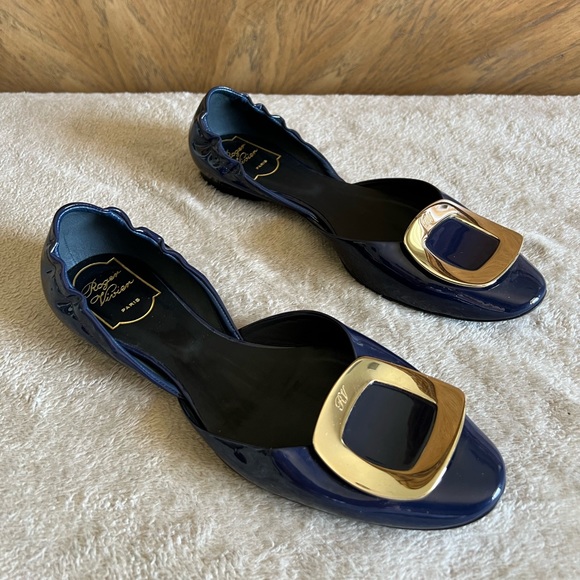 Roger Vivier blue  flats, size 8 US size very good condition - Picture 4 of 11